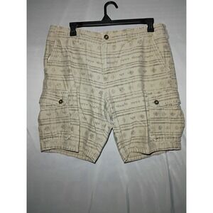 American Eagle Cargo Shorts Men 40 Tan Aztec Southwestern All Over Print Utility
